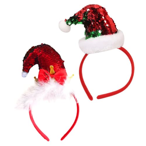Didiseaon Weihnachts-Haarschmuck Rote Pailletten Weihnachtsmann-Hut-Stirnband Mini-Weihnachtsparty-Hut Elfenhut Ausgefallener Fascinator Festival-Haarschmuck Für Kinder Und Erwachsene von Didiseaon