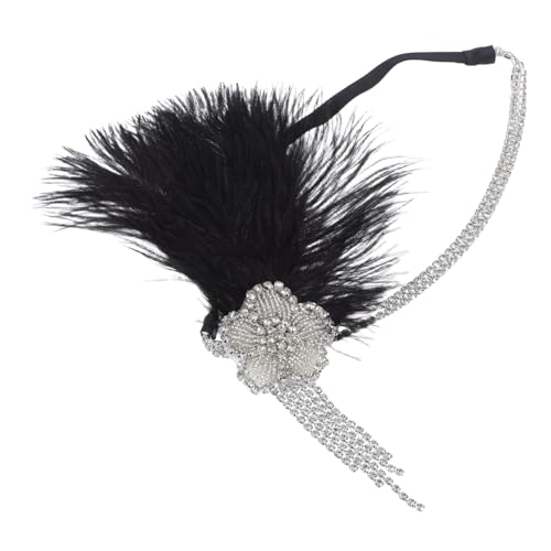 Didiseaon Schwarzes und Quasten Stirnband Damen Jahre Flapper Kopfschmuck Einheitsgröße Elegant für Mottoparty Hochzeit Kostüm Accessoires von Didiseaon