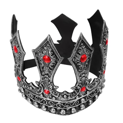 Didiseaon Verstellbare Mittelalterliche Königskrone mit Strass für Jungen und Herren Leichtes Rp Material Komfortabler Sitz durch Einstellbares Band für Fasching Karneval Kostüm von Didiseaon