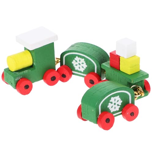 Didiseaon Weihnachtszug Spielzeug Holzzug Auto Schneeflockendruck Miniatur-Puppenhaus Fahrzeugmodell Für Weihnachten Feiertage Partys Gastgeschenke Grün von Didiseaon
