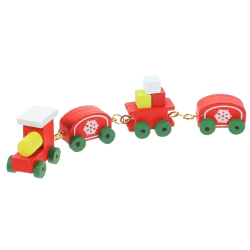 Didiseaon Weihnachtszug Spielzeug Holzzug Auto Schneeflockendruck Miniatur-Puppenhaus Fahrzeugmodell Für Weihnachten Feiertage Partys Gastgeschenke Rot von Didiseaon