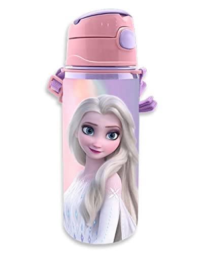 Die Eiskönigin Trinkflasche Alu 600ml, Hochwertige Alu-Trinkflasche mit Push-Pull-System und Verschlusskappe, KL85945, Kids Licensing, Bunt von Die Eiskönigin