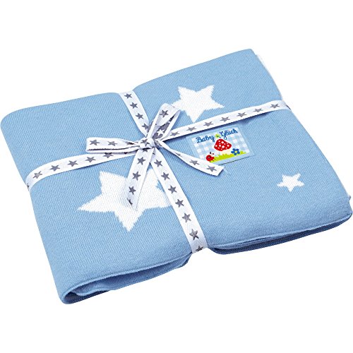 Spiegelburg 13964 Strickdecke BabyGlück, hellblau (ca. 80 x 80 cm) von Die Spiegelburg