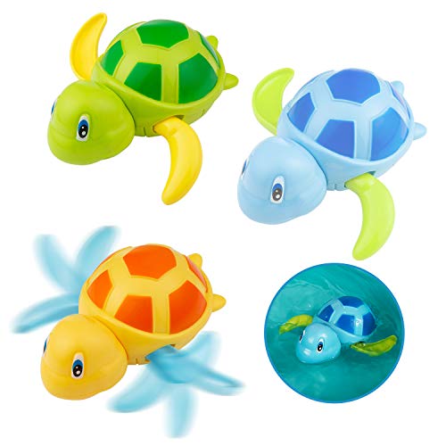 Diealles Shine Badespielzeug Baby, 3 Stück Schwimmen Badewanne Pool Spielzeug Uhrwerk Schildkröte Badewannenspielzeug Für Kleinkinder Jungen Mädchen von Diealles Shine