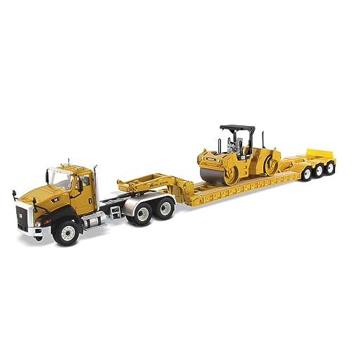 Diecast Masters CAT CT660 Sattelschlepper mit Tieflader und Walze CB543D Modell 1:50 von Caterpillar