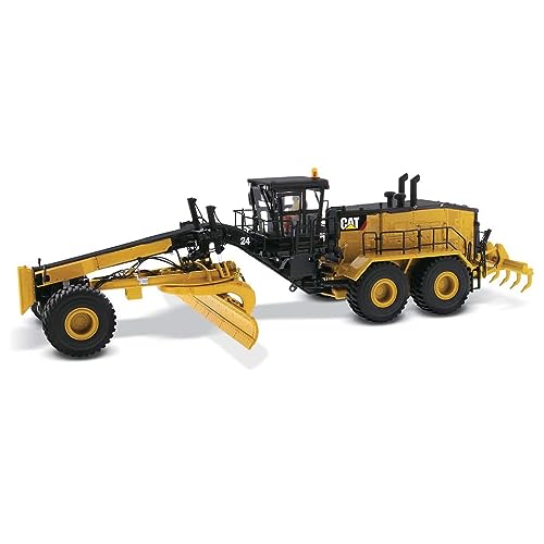 Diecast Masters CAT Caterpillar 24 Motor Grader mit Operator, High Line Serie 1-50, Druckgussmodell, Bagger, Modellauto, Kinder, Jungen und Erwachsene, Unisex, 1:50, 8+ Jahre, L 34 x B 14,5 x H 10 cm von Diecast Masters