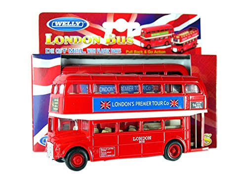 London roten Doppeldecker-Bus-Modell (Pull Back & Go Aktion) Hergestellt aus Metalldruckguss und Kunststoffteile von Diecast models