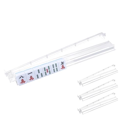 Diegimr 4stk Mahjong-Ständer mit Schiebern, Transparentes Mahjong-All-In-One-Steineregal aus Acryl und Schieber-Steine-Organizer für Domino-Party-Brettspielzubehör von Diegimr