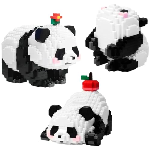 Diempi Panda Bauspielzeug, 3 In1 Panda Bauspielzeug,Panda Building Block Sets,Niedliche Mini Bausteine Tierspielzeug Bausteine Panda Figure für Kinder oder Erwachsener Sammlung Ornament Geschenk von Diempi
