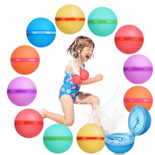 Wasserbomben Wiederverwendbar, 12 Wiederverwendbare Wasserballons, Silikon Wiederbefüllbare Wasserbomben, Schnell Selbstschließend Wasserbälle, Kein Auslaufen, Keine Schmerzen beim Aufprall Wasserbomben Wiederverwendbar, 12 Wiederverwendbare Wasserballons, Silikon Wiederbefüllbare Wasserbomben, Schnell Selbstschließend Wasserbälle, Kein Auslaufen, Keine Schmerzen beim Aufprall von Difertes