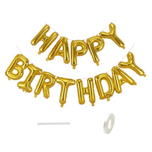 Diffaxy Golden Happy Birthday Luftballon, 16 Zoll Happy Birthday Folienballon Luftballon Geburtstagsballon mit Band für Jungen, Mädchen und Erwachsene, Geburtstagsdekorationen und Party Diffaxy Golden Happy Birthday Luftballon, 16 Zoll Happy Birthday Folienballon Luftballon Geburtstagsballon mit Band für Jungen, Mädchen und Erwachsene, Geburtstagsdekorationen und Party von Diffaxy
