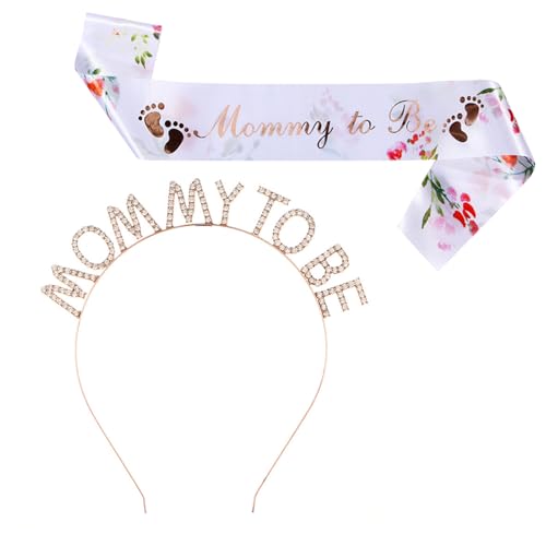 Diffaxy Mummy to Be Schärpe, Bald Mama Baby Shower Party Schärpe, Mummy to Be Krone Haarschmuck für Schwangere Werdende Mutter Geschenk Baby Willkommensparty Dekoration Diffaxy Mummy to Be Schärpe, Bald Mama Baby Shower Party Schärpe, Mummy to Be Krone Haarschmuck für Schwangere Werdende Mutter Geschenk Baby Willkommensparty Dekoration von Diffaxy