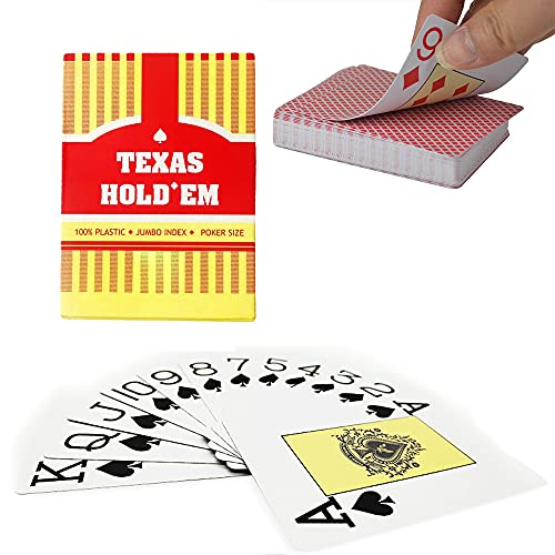 Standard Spielkarte【2 Decks - 1 Rot + 1 Blau】Pokerkarten, wasserdichte Kunststoff-Spielkarten, Pokerkarten Professional für Texas Hold'em, Blackjack, Casino Grade (1 Deck von Rot) von Difference U