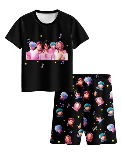 Difforever Jungen 2-teiliges Set aus Hemden und Shorts, Pop-Sänger, für 2–12 Jahre alte Kinder Difforever Jungen 2-teiliges Set aus Hemden und Shorts, Pop-Sänger, für 2–12 Jahre alte Kinder von Difforever