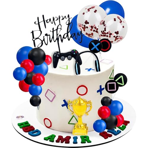 Gaming-Kuchendekorationen, 34 Stück, Spiel-Themen, Kuchenaufsätze, Game-Controller, Headset, Trophäe, Ballon-Geburtstagsparty-Kuchendekoration, personalisierter Tortenaufsatz für Hochzeit, Party Gaming-Kuchendekorationen, 34 Stück, Spiel-Themen, Kuchenaufsätze, Game-Controller, Headset, Trophäe, Ballon-Geburtstagsparty-Kuchendekoration, personalisierter Tortenaufsatz für Hochzeit, Party von Difistik