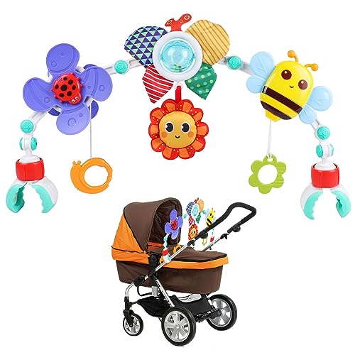 DigHealth Baby Kinderwagen Spielzeug Spielbogen, Kinderwagenkette Spielzeug mit Babyrassel und Windmühle, Babyspielzeug zum Aufhängen für Babys und Kleinkinder 0 3 6 9 12 Monaten (Insekt) von DigHealth