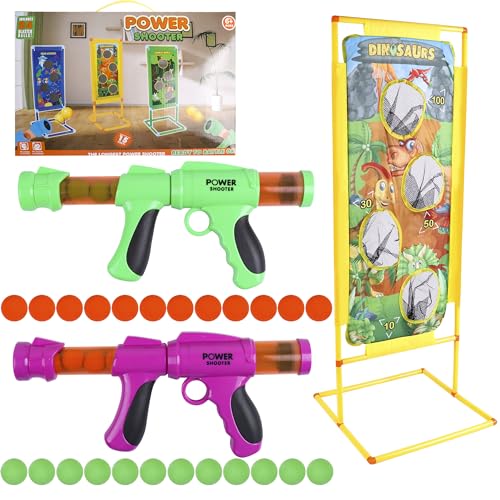 DigHealth Schaumball Pistole und Schießt Ziel, 2 Teiliges Power Pistole Spielzeug mit Stehendem Schießziel, Rollenspielspielzeug für drinnen und draußen, mit Familie oder Freunden von DigHealth