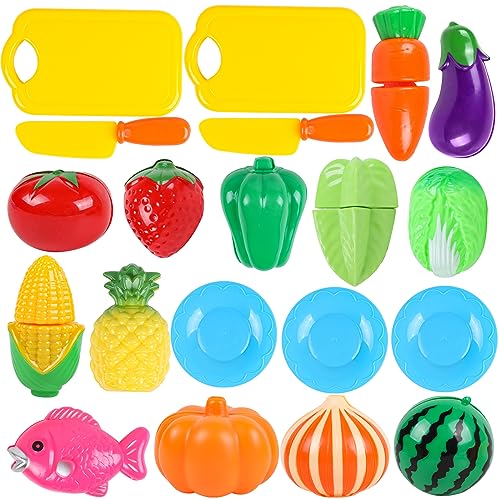 Kinder Küchenspielzeug, Speisenset zum Spielen Vortäuschen, Schneiden Lebensmittel Obst Gemüse Spielzeug für Jungen Mädchen Alter 3+ Kinder Küchenspielzeug, Speisenset zum Spielen Vortäuschen, Schneiden Lebensmittel Obst Gemüse Spielzeug für Jungen Mädchen Alter 3+ von DigHealth