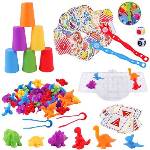 Zählen Dinosaurier Sorting Spielzeug Set, Montessori Mathe Spielzeug, Pädagogische Spielzeug für Kinder im Alter von 3 4 5 6 7 8 9 Jahren von DigHealth