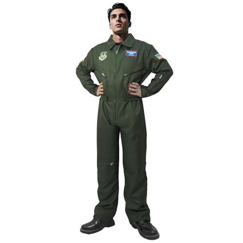 DigiTizerArt Herren Kampfpilot Fluganzug Kostüm - Air Force Overall Armee Militär Cosplay für Erwachsene (Medium) von DigiTizerArt