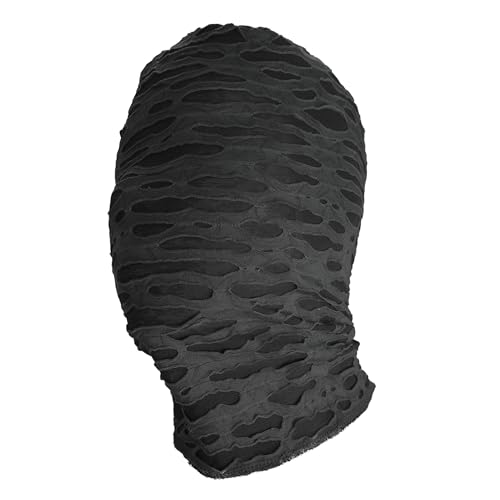 DigiTizerArt Mystery Full Face Mask Halloween Cosplay Stretch Stoff Maske Kostüm Maskerade Party Out See Through Hood (Black A) von DigiTizerArt
