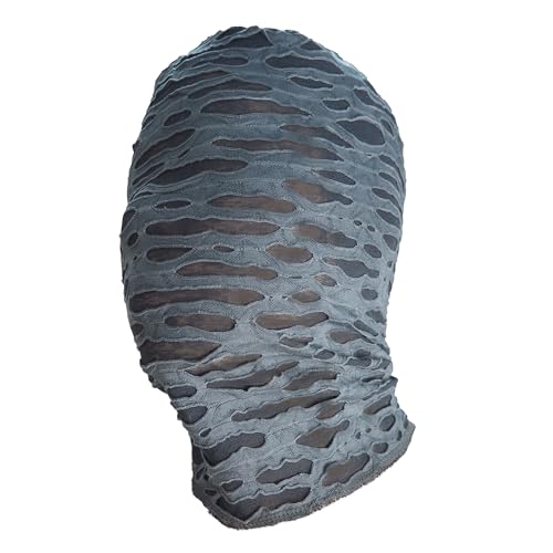 DigiTizerArt Mystery Full Face Mask Halloween Cosplay Stretch Stoff Maske Kostüm Maskerade Party Out See Through Hood (Gray C) von DigiTizerArt