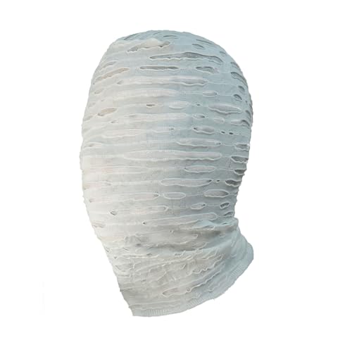 DigiTizerArt Mystery Full Face Mask Halloween Cosplay Stretch Stoff Maske Kostüm Maskerade Party Out See Through Hood (White B) von DigiTizerArt