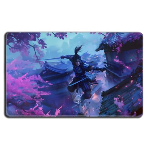 Digital Sorcery Studio Kartenspiel-Playmat – Premium genähter Rand – perfekt für MTG Fallout Commander Decks (Yuriko Ninja Warrior) von Digital Sorcery Studio
