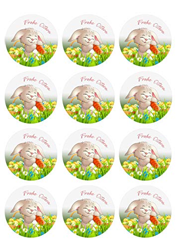 12 Muffinaufleger ca. 6 cm zum selbst ausschneiden, Cupcakes Muffinsbild Geburtstag Motiv: Frohe Ostern, Fondant 0059n von Digital-on