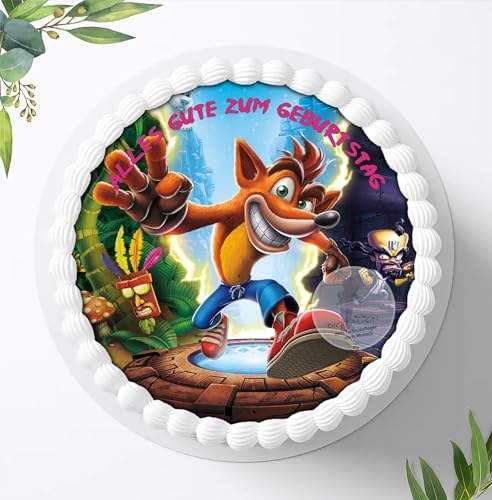 Für die Geburtstags Torte mit Wunschname, Zuckerbild kompatibel mit: Crash Bandicoot, Essbares Foto für Torten, Fondant, Tortenaufleger Ø 20cm, 0090z Für die Geburtstags Torte mit Wunschname, Zuckerbild kompatibel mit: Crash Bandicoot, Essbares Foto für Torten, Fondant, Tortenaufleger Ø 20cm, 0090z von Digital-on