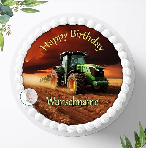 Für die Geburtstags Torte mit Wunschnamen, Zuckerbild Traktor, Essbares Foto für Torten, Fondant, Tortenaufleger Ø 20cm, 0601c Für die Geburtstags Torte mit Wunschnamen, Zuckerbild Traktor, Essbares Foto für Torten, Fondant, Tortenaufleger Ø 20cm, 0601c von Digital-on