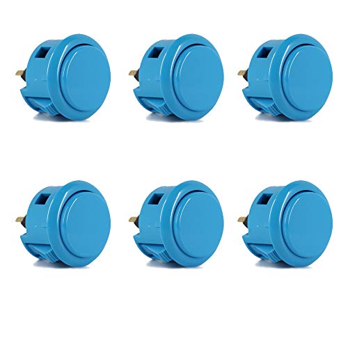 Digitalkey Set 6 SANWA OBSF-30-Tasten - Arcade-Gamepad-Tasten für Schränke und Bartops (Blau) von Digitalkey