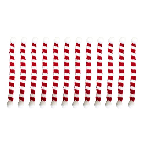 Diheohg 12 StüCk Roter und WeißEr Mini-Weihnachtsschal, Weihnachtsstreifen, Rotweinflasche, Strickschal, Puppe, Weihnachtsfeier, Dekoration von Diheohg