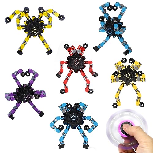 6PCS Robot Fidget Spinner Spielzeug für Kinder Erwachsene, DIY Deformation Chain Transformator Mechanische Fingertip Spielzeug, Neuheit Gyro Geschenke für Klassenzimmer Geburtstagsfeier von Dilabnda