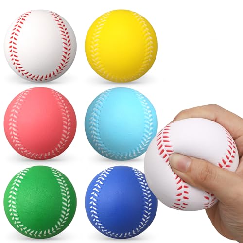 Dilabnda 6 Softbälle Baseball Set für Kinder 3-5 Erwachsene, Baseballschläger für Baseball Partyzubehör Mottoparty, Stressball Paket für Handtherapie Übungen, Indoor/Outdoor Sport Spielzeug Geschenke von Dilabnda