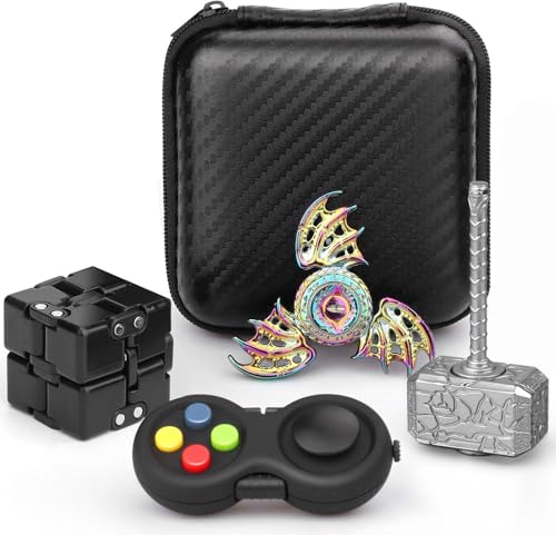 Dilabnda Tragbares sensorisches Fidget Spielzeug Set Infinity Fidget Cube Block Flippy Kette, Zappelhammer Spinner, Schild Fidgit Spinner, Anti Stress Angst Geschenke für Teenager, Kinder, Erwachsene von Dilabnda