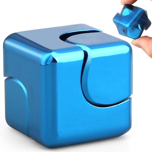 Infinity Fidget Cube Spinner Spielzeug, Metall Fidget Puzzle Block Figner Spinner, Focus 2 in 1 Spinning, Cooles Mini Gadget Spielzeug zum Stressabbau (Blau) von Dilabnda