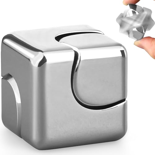 Infinity Fidget Cube Spinner Spielzeug für Kinder Erwachsene, Metal Focus 2 in 1 Figner Spinning Puzzle Block für Jungen Mädchen, Cooles Mini-Gadget-Spielzeug zum Stressabbau (Silber) von Dilabnda
