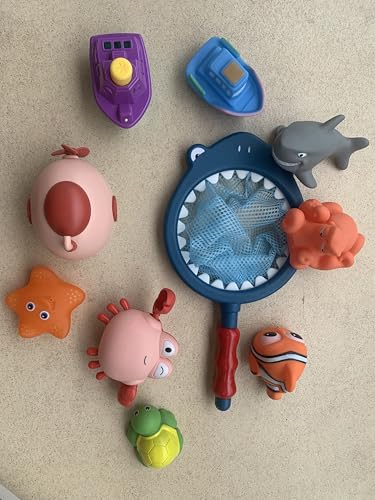 Schimmelresistentes Badespielzeug ohne Löcher (10er Set) – Baby Tierfiguren für Kleinkinder, Weiches Schwimmspielzeug mit Aufbewahrungsbeutel, Sicher für Badewanne, Pool & Strand von Dilabnda