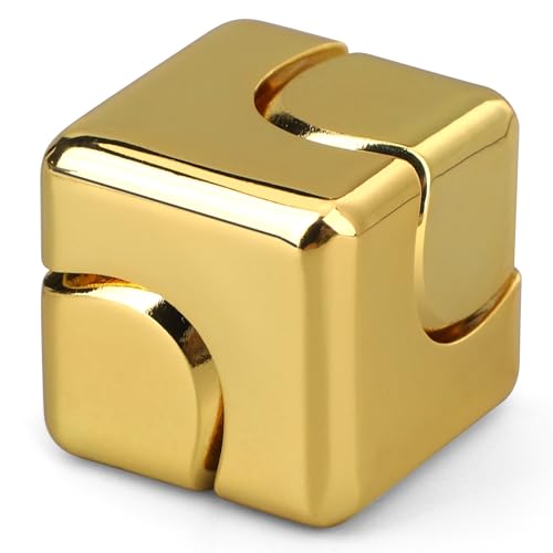 Infinity Fidget Spinner Cube für Kinder Erwachsene, Metall Fidget Block Figner Spinner Focus 2-in-1 Spinnspielzeug zum Stressabbau Anti-Angst, Cooles Klassenzimmer Gadget Geschenk (Gold) von Dilabnda