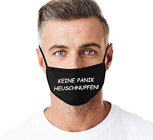 Dilara Maske mit Motiv aus Baumwolle für Erwachsene, Damen und Herren - Stoffmaske waschbar und wiederverwendbar Baumwollmaske Masken (Keine Panik Heuschnupfen) von Dilara