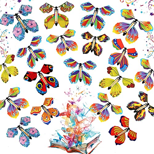 Dilightnews 20 Stück Magische Schmetterling, Magic Butterfly Card Wind up Butterfly Helle Farben Schmetterlingskarte Magic Butterfly Surprise Geschenkkarte für Hochzeitsgeburtstagsfeier Spielen von Dilightnews