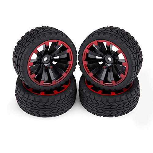 4 Stücke Fernbedienung Auto Gummireifen Racing Off-Road Fahrzeug Felge für RC 1:10 Autoteil(Kornmuster) von Dilwe