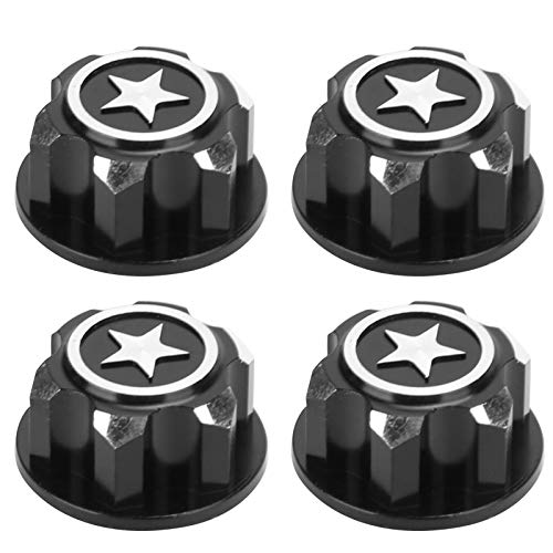 4-teilige RC-Radnabenkappe, robuste Staubabdeckung aus Aluminiumlegierung für X-Maxx 1/10 RC-Auto-Upgrade-Zubehör(Schwarz) von Dilwe