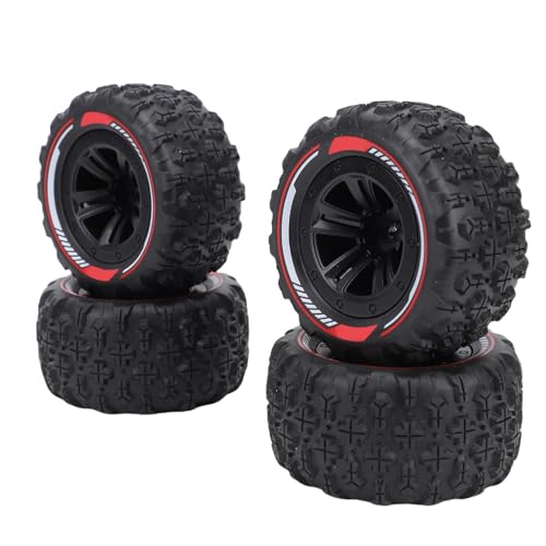 4pcs 12mm Hex RC Rad Reifen Extra Große Schlammgelände Reifen mit Anti -Schlefferoberfläche Aluminiumlegierung Badlock -Rädern für 1/14 1/16 RC Car Crawler Truck (Black) von Dilwe