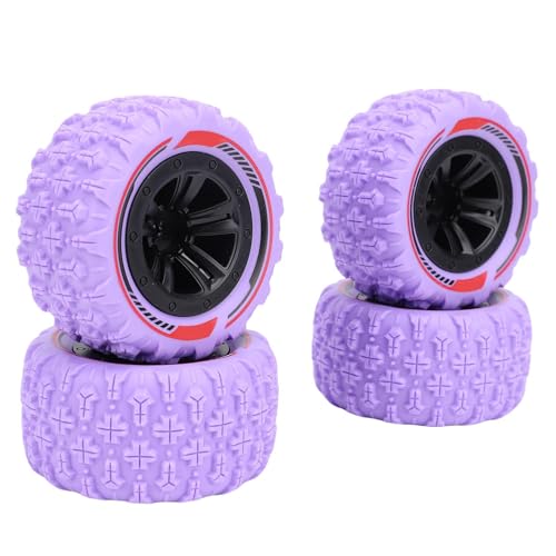 4pcs 12mm Hex RC Rad Reifen Extra Große Schlammgelände Reifen mit Anti -Schlefferoberfläche Aluminiumlegierung Badlock -Rädern für 1/14 1/16 RC Car Crawler Truck (Purple) von Dilwe