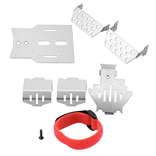 6 Stück RC Chassis Armor Set, Edelstahl Chassis Armors Protection Skid Plate für RC Car RC Teil Zubehör Silber von Dilwe