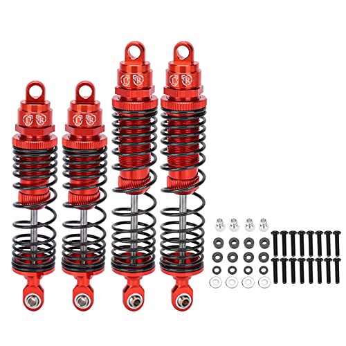 Dilwe 1/10 RC-Dämpfer-Stoßdämpfer, 4-teiliges RC-Metall-Stoßdämpferdämpfer Vorne und Hinten RC Stoßdämpfer RC-Auto-Ersatzzubehör Kompatibel für TRAXXAS/Slash 1/10 RC-Autos(rot) von Dilwe