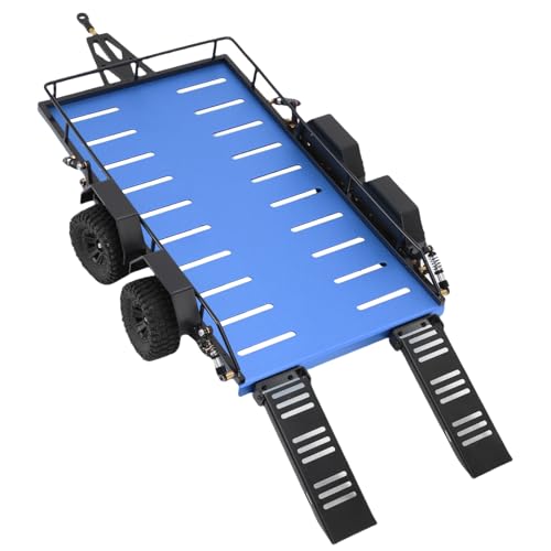 Dilwe 1/18 RC -Anhänger, Aluminiumlegier -Flachbettanhänger mit 4 Rädern für das RC -Autoschlepper (Blue) von Dilwe