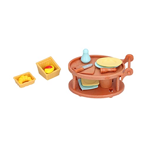 Dilwe 1:12 Kunststoff Puppenhaus Mini Küchenmöbel Modell Spielzeug, Miniatur Essen Getränke Spielzeug Niedliches Puppenhaus Gemischte Vortäuschen Lebensmittel(Essenswagen-Set + Teller-Essens-Set) von Dilwe